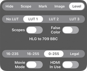 Level and LUT controls